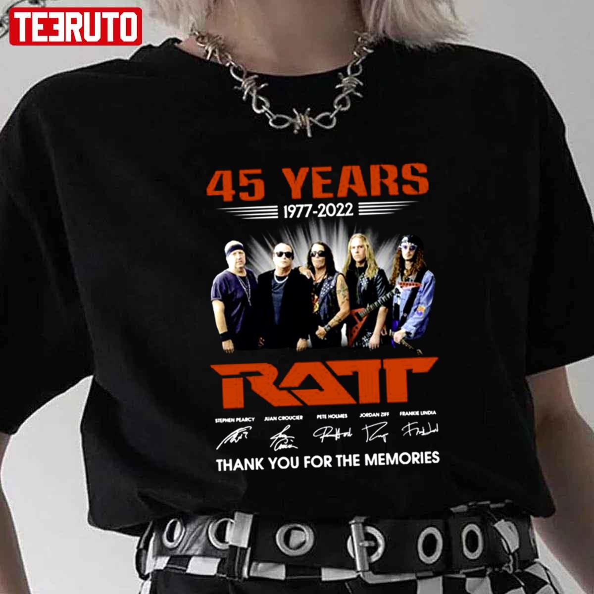 45 Years 19772022 Ratt Signatures Thank You For The Memories Unisex T-Shirt