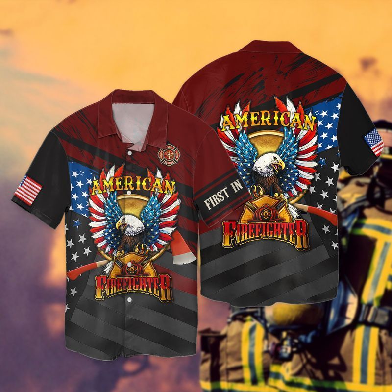 4th Of July Independence Day American Firefighter Eagle 2 Hawaiian Shirt