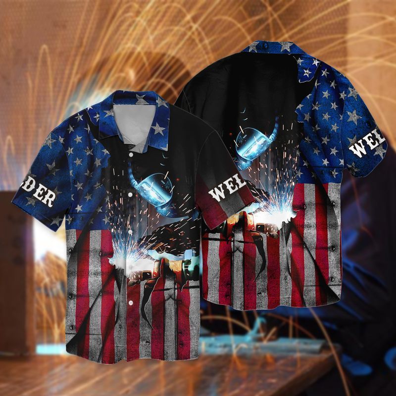 4th Of July Independence Day American Love Welder Hawaiian Shirt