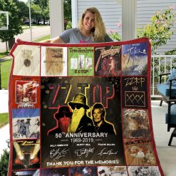 50 Years Of Zz Top Thank You For The Memories Quilt Blanket