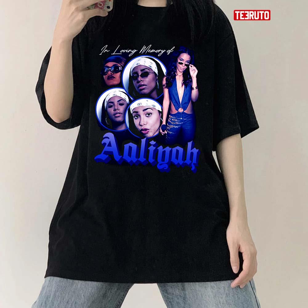 Aaliyah Singer Blue Vintage Bootleg 90s Unisex T-Shirt