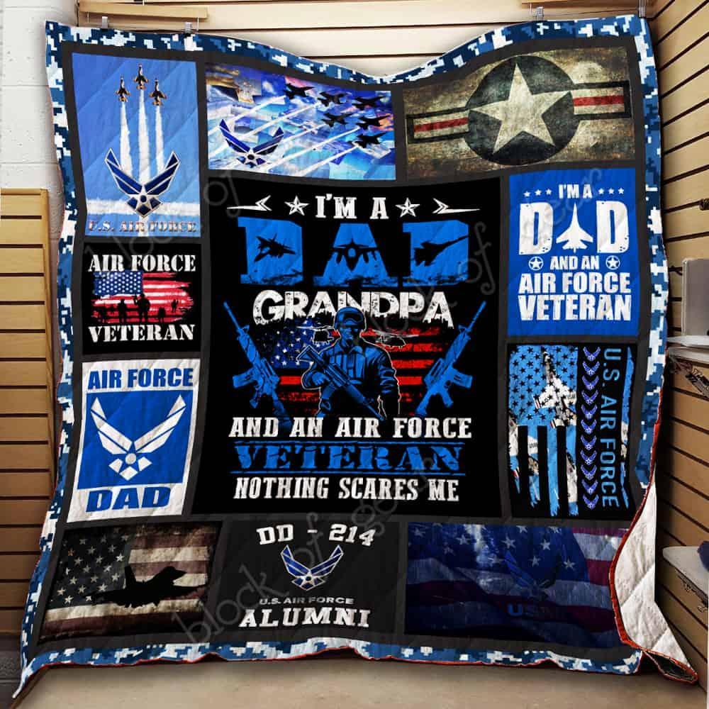 Air Force Veteran Quilt Blanket Thh861