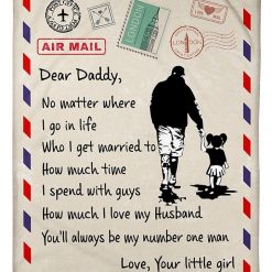 Air Mail Envelop To Daddy You’ll Always Be My Number One Man Fleece Blanket For Dad From Daughter Birthday Sofa