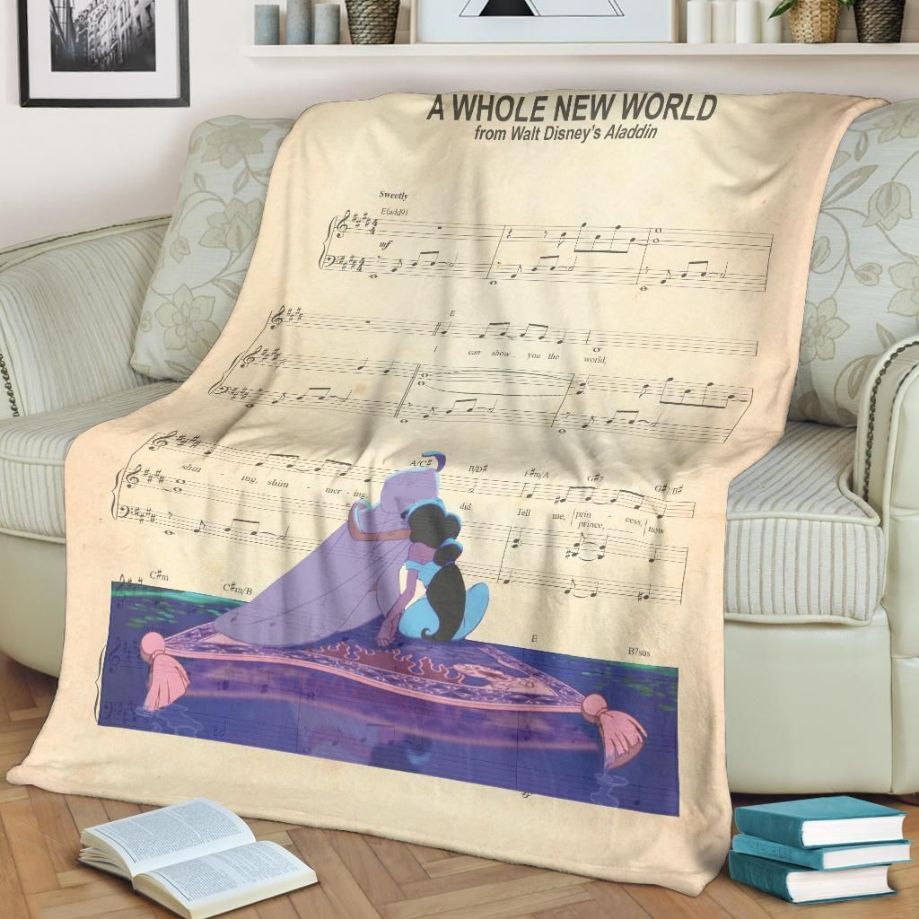 Aladdin & Jasmine Best Seller Fleece Blanket Gift For Fan, Premium Comfy Sofa Throw Blanket Gift