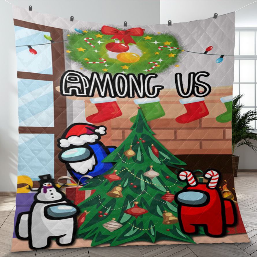 Among Us Gift For Fan, Among Us Christmas Quilt Blanket