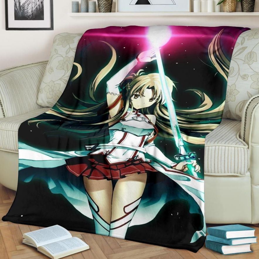 Asuna Sword Art Best Seller Fleece Blanket Gift For Fan, Premium Comfy Sofa Throw Blanket Gift