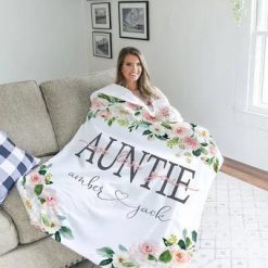 Aunt Blanket Auntie Mothers Day Gift Floral Style Blanket Christmas Gift