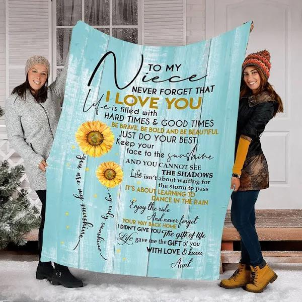 Aunt For Niece Sunflowers Keep Your Face To The Sunshine Printed Blanket