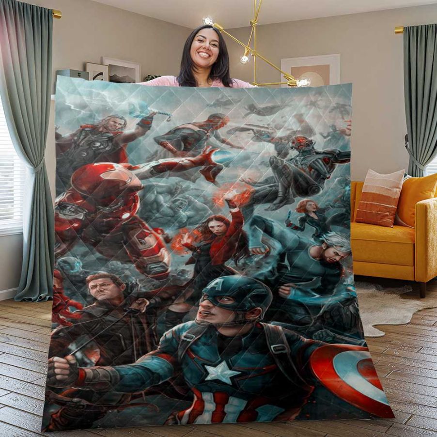 Avenger Marvel Quilt Blanket, Avenger Marvel Gift For Fan, Avenger Marvel Quilt Blanket