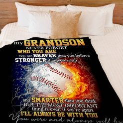 Baseball To My Grandson Never Forget Who You Are Personalized Blanket For Family Birthday