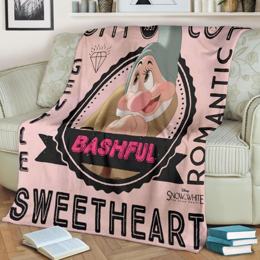 Bashful Snow White Disney Fleece Blanket Gift For Fan, Premium Comfy Sofa Throw Blanket Gift