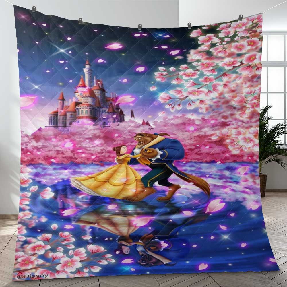 Beauty And The Beast Quilt Blanket, Beauty And The Beast Gift For Fan, Disney Beauty And The Beast Belle Quilt Blanket