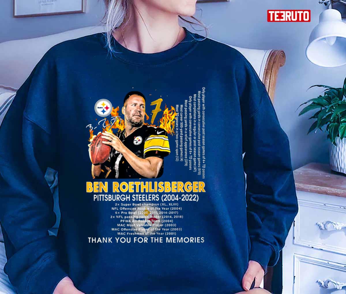 Ben Roethlisberger Pittsburgh 18 Years Thank You For The Memories Unisex T- Shirt - Teeruto