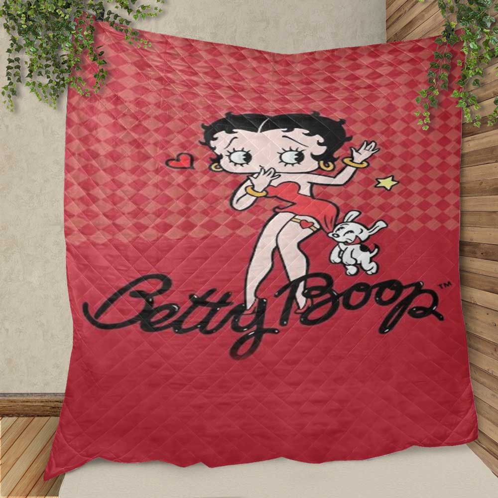 Betty Boop And Dog Love Christmas Gifts Lover Quilt Blanket,betty Boop Quilt Blanket