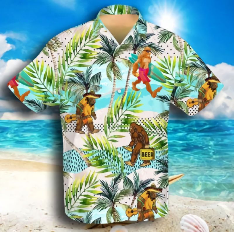 Bigfoot In The Beach Hawaiian Shirt - Teeruto
