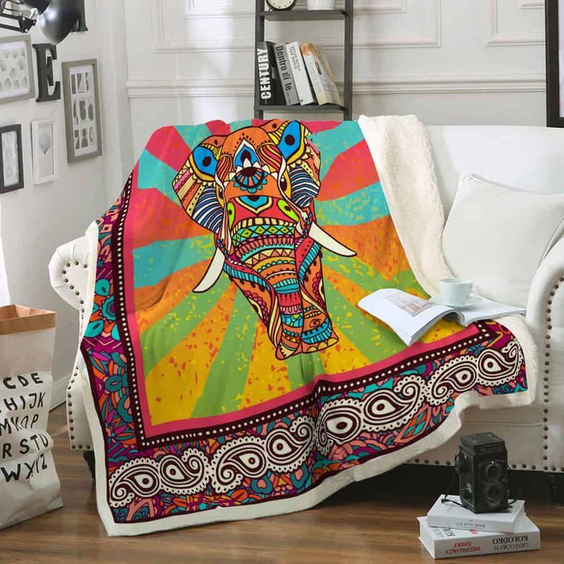 Boho Elephant Art Premium Comfy Sofa Throw Blanket