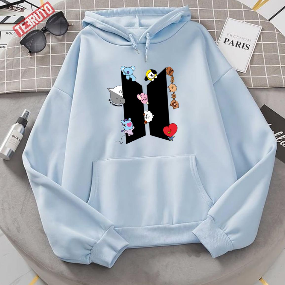 BT21 Love Black Unisex Sweatshirt Hooded