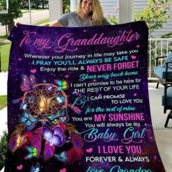 Butterfly Dream Catcher To My Granddaughter You Are My Sunshine You Will Always Be My Baby Girl From Grandpa Fleece Blanket Quilt Blanket