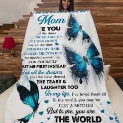 Butterfly To My Mom I Love You For All The Times Fleece Blanket Quilt Blanket