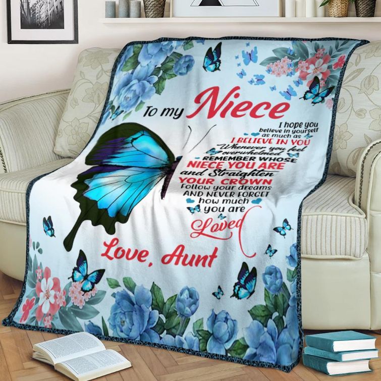 Butterfly To My Niece Hope You Believe In Yourself Love Aunt Blanket Birthday