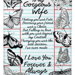 Butterfly To My Wife I Love You Forever And Always Blanket For Wife Birthday