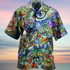 Cat Colorful Print Hawaiian Shirt
