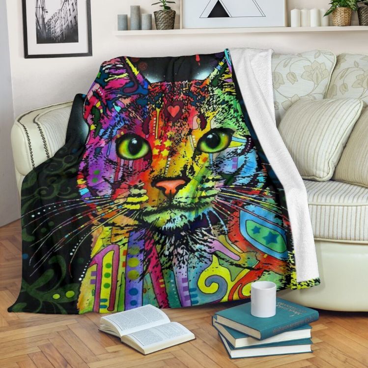 Cat Colors Neon Fleece Blanket Gift For Fan, Premium Comfy Sofa Throw Blanket Gift