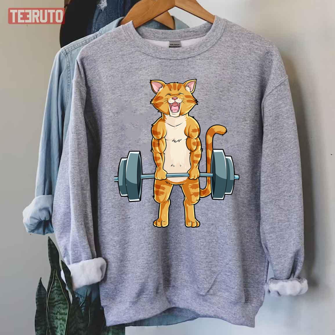 Cat Deadlift Powerlifting Fitness Gym Lifting Weights Unisex Sweatshirt