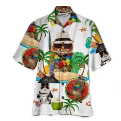 Cat In Beach Tropical Hawaiian Shirt