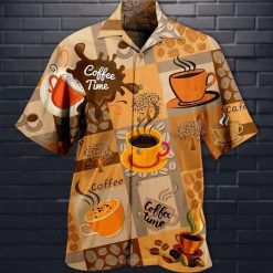 Coffee Time Print Hawaiian Shirt
