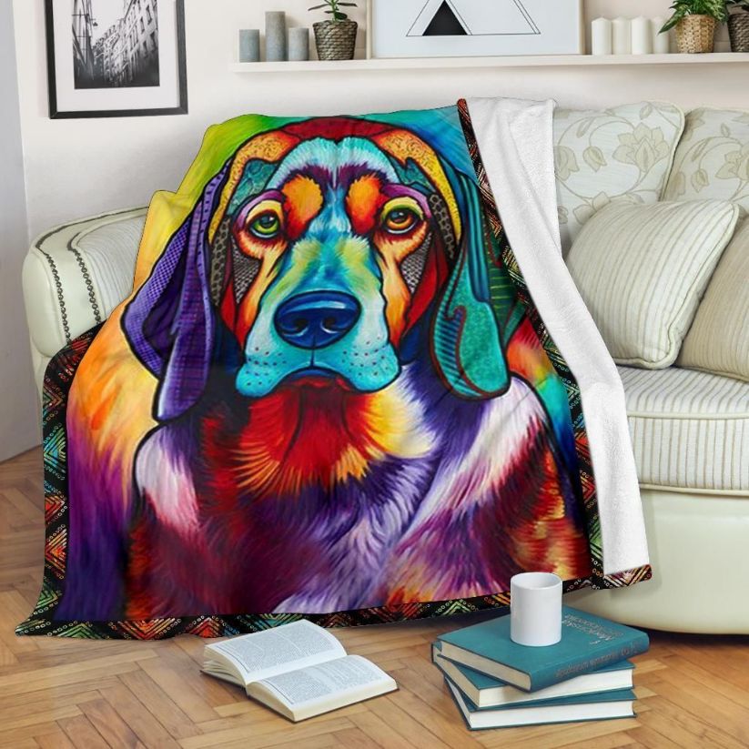 Colorful Beagle Fleece Blanket Gift For Fan, Premium Comfy Sofa Throw Blanket Gift