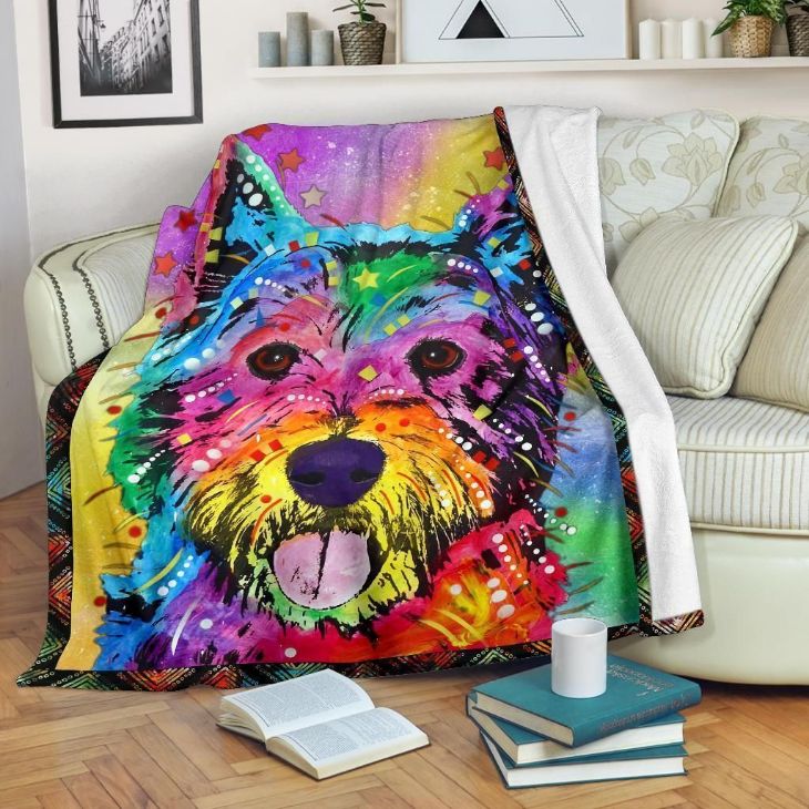 Colorful Yorkshire Dog Lovers Fleece Blanket Gift For Fan, Premium Comfy Sofa Throw Blanket Gift