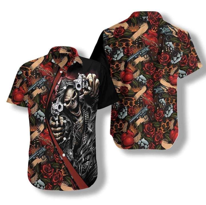 Cool Gun Skull Hawaiian Shirt
