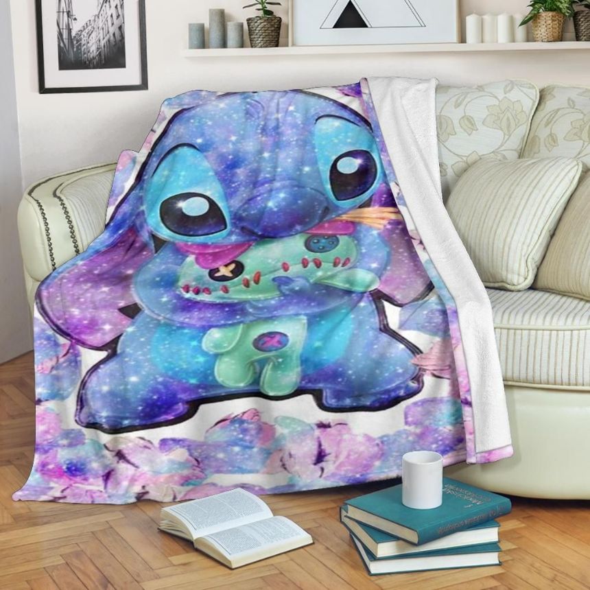 Cute Colorful Stitch Disney Fleece Blanket Gift For Fan, Premium Comfy Sofa Throw Blanket Gift