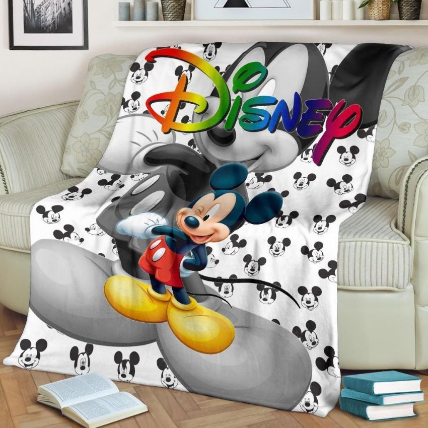 Cute Mickey Disney Fleece Blanket Gift For Fan, Premium Comfy Sofa Throw Blanket Gift