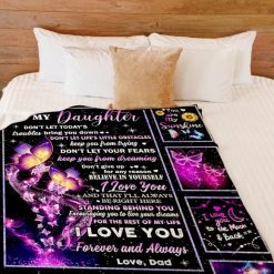 Dad To Daughter Butterfly Believe In Yourself Fleece Blanket Quilt Blanket
