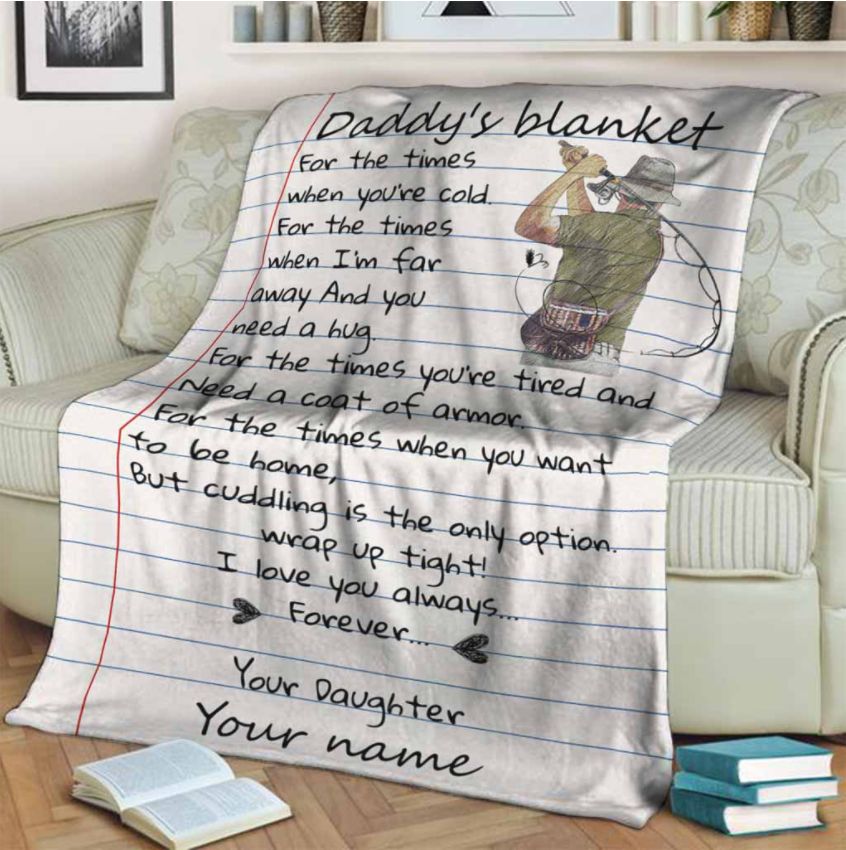Daddy’s Fishing Personalized Blanket For Father From Daughter Birthday