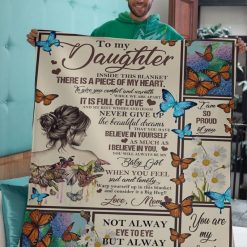 Daughter Dad Butterfly Heart To Heart Blanket Fleece Blanket Quilt Blanket