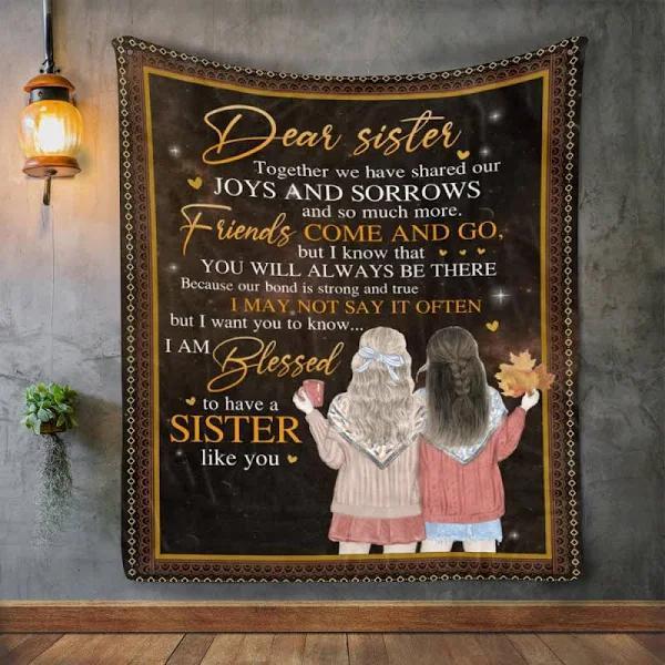 Fleece Blanket Dear Sister I am blessed to have a sister like you Quilt