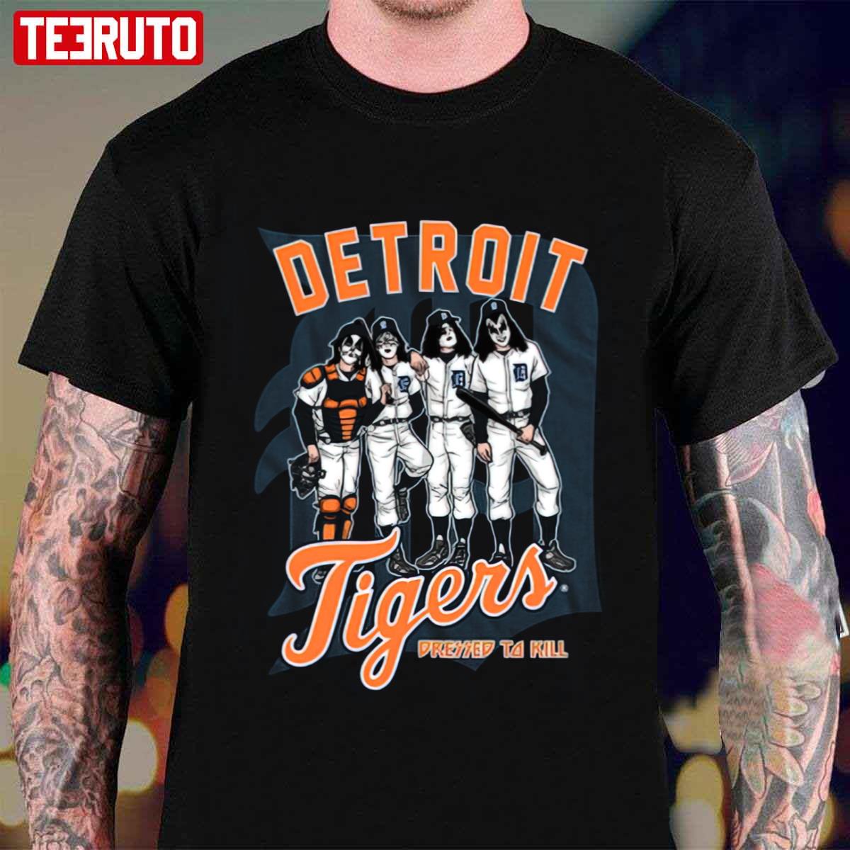 Detroit Tigers X Kiss Band Dressed To Kill Unisex T-Shirt - Teeruto
