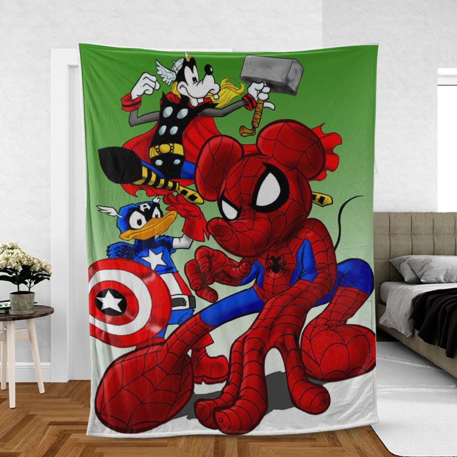 Disney Fan Gift, Marvel Mickey Fan Gift, Mickey As The Avengers Comfy Sofa Throw Blanket Gift