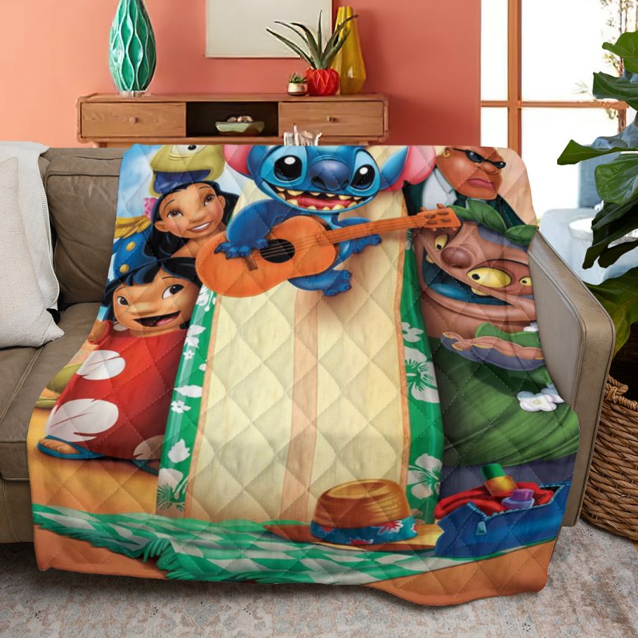 Disney Lilo And Stitch 2002 Quilt Blanket, Funny Lilo And Stitch Quilt Blanket