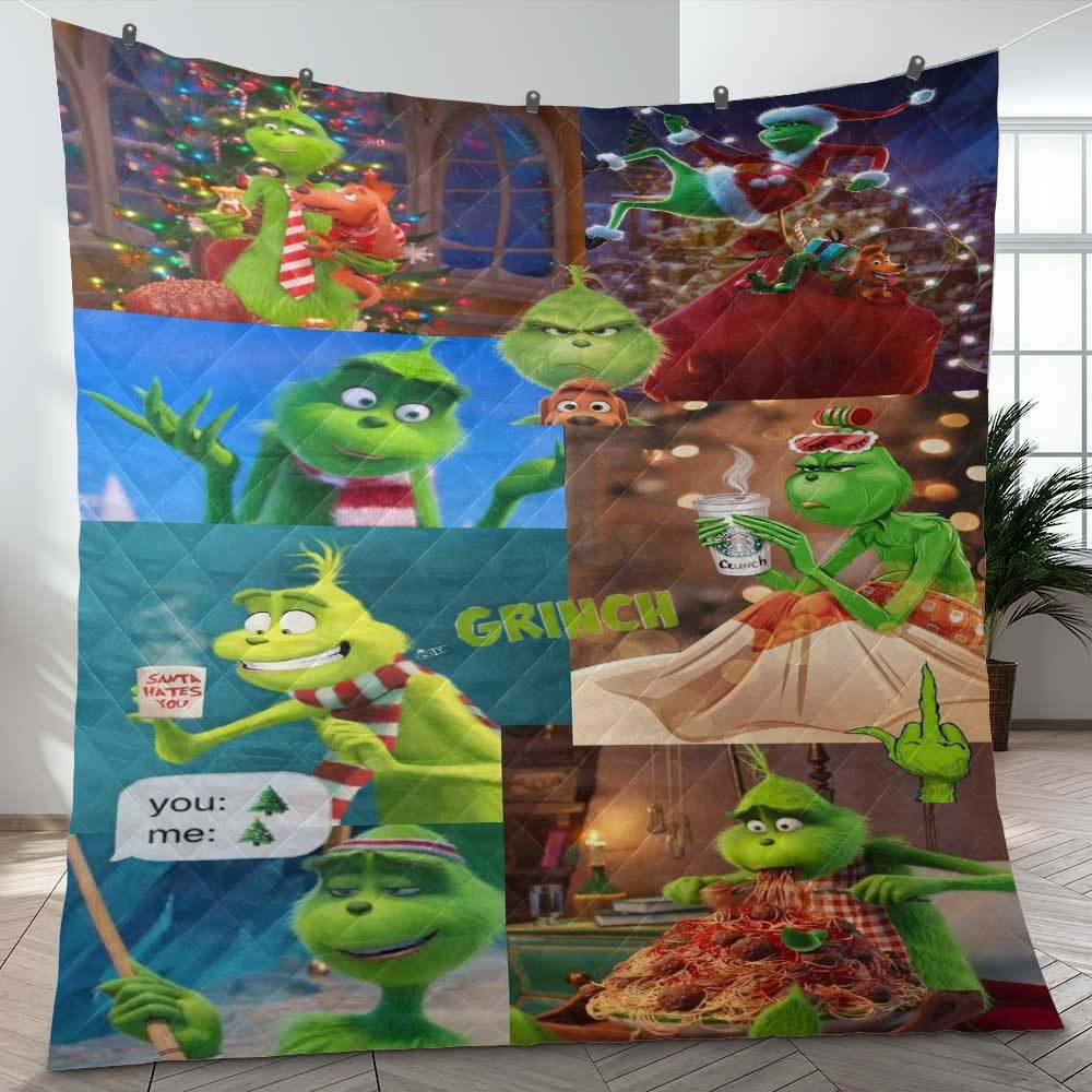 Dr. Seuss’ The Grinch 108 Merry Christmas Gifts Lover Quilt Blanket, Dr. Seuss’ Quilt Blanket
