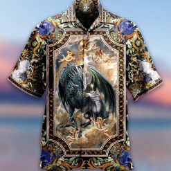 Dragin And Horse Print Hawaiian Shirt