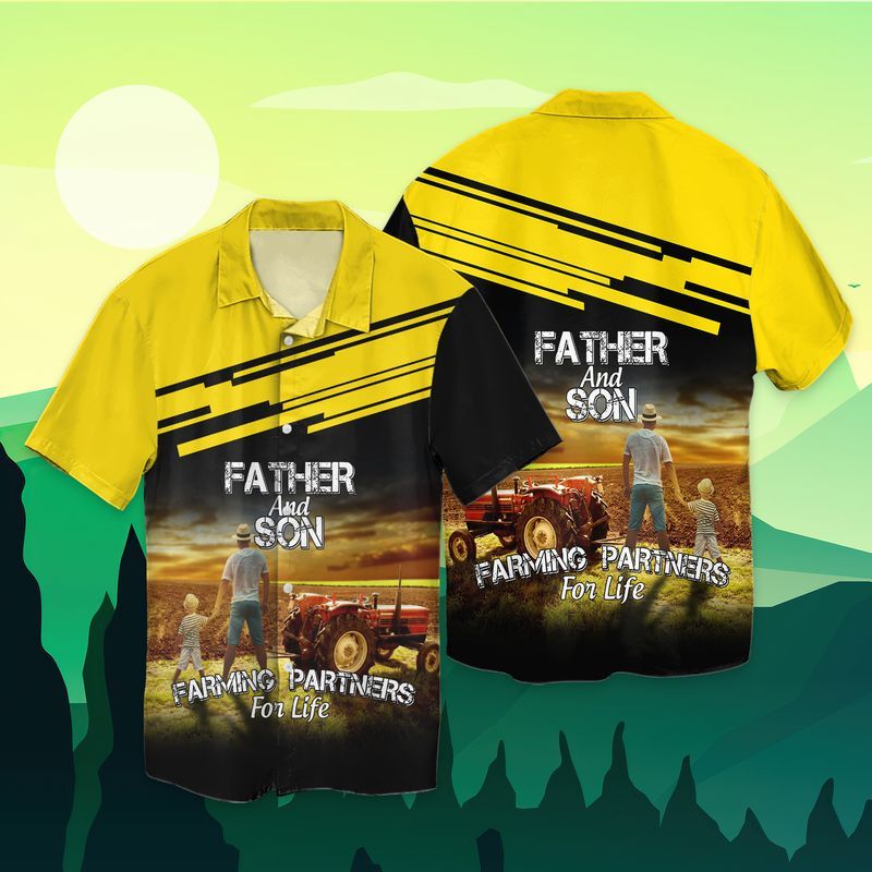 Father’s Day Father And Son Farming Partners For Life Hawaiian Shirt