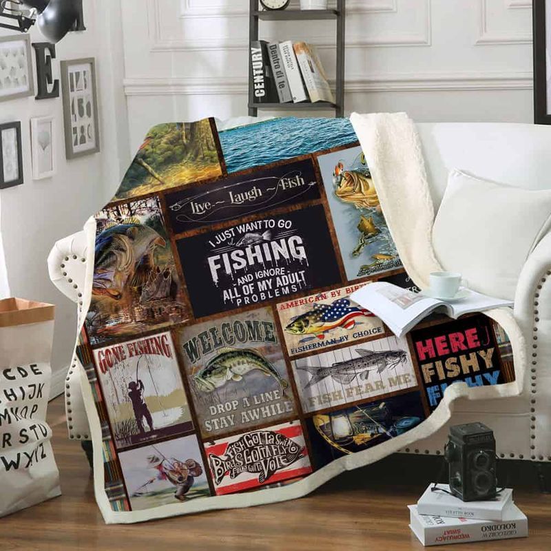 Fisher I Just Want To Go Fishing And Ignore All Of My Adult Problems Premium Comfy Sofa Throw Blanket