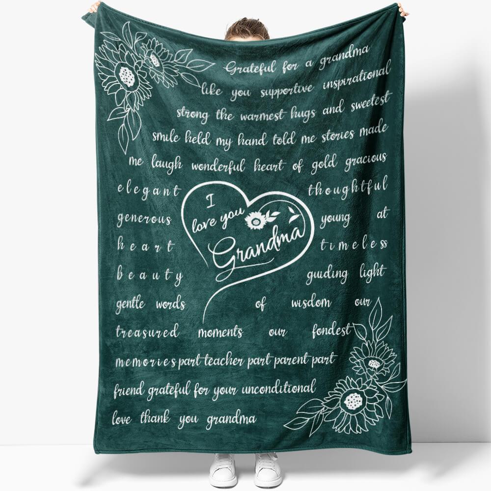Floral I Love You Grandma Personalized Color Personalized Blanket For Grandma Birthday