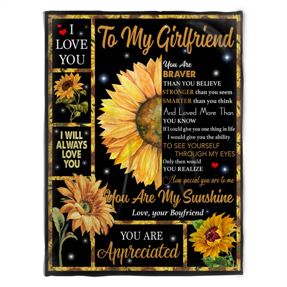 Flower Blanket To My Girlfriend You Are My Sunshine Love You Boyfriend For Girlfriend Family