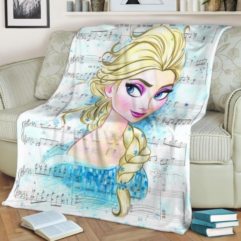 Frozen Song Lyric Elsa Fleece Blanket Gift For Fan, Premium Comfy Sofa Throw Blanket Gift