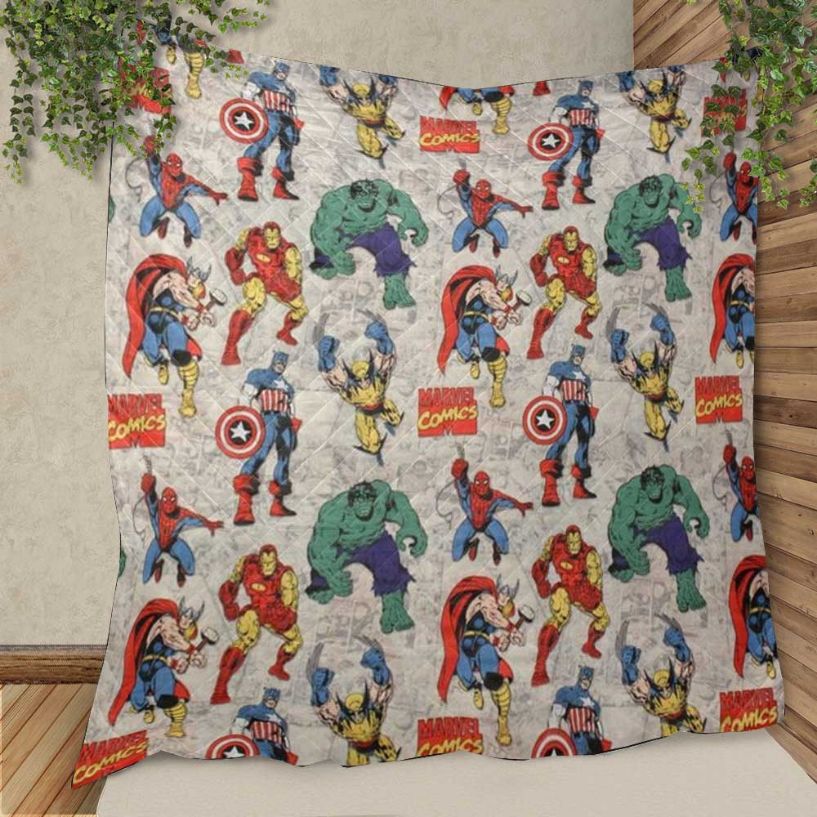 Full Super Hero Marvel Comics Christmas Gifts Lover Quilt Blanket,super Hero Quilt Blanket